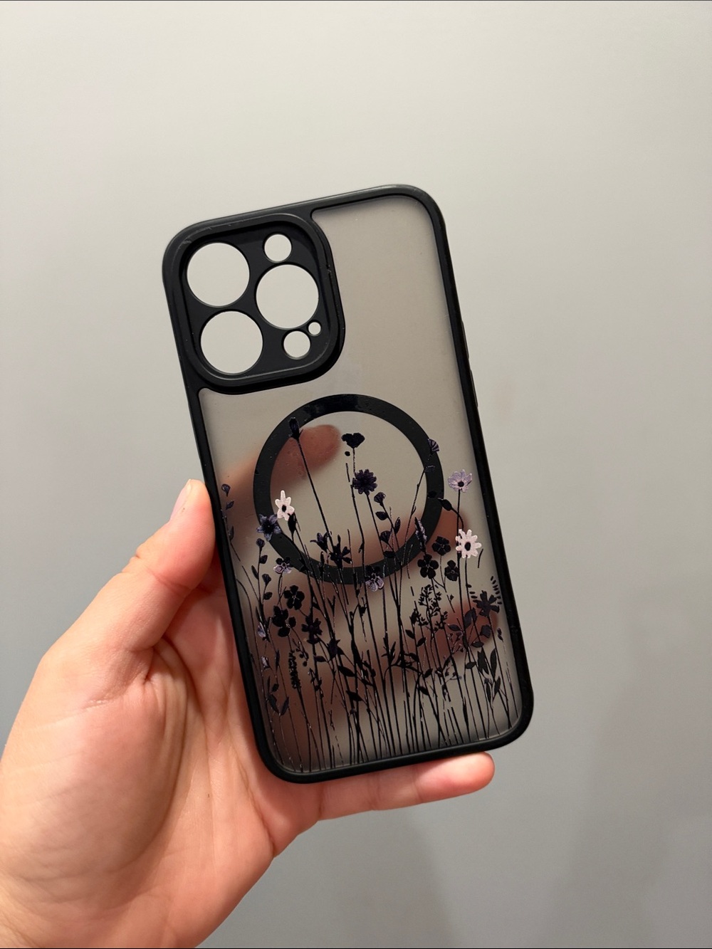 Clear Phone Case with Matte Back Flowers